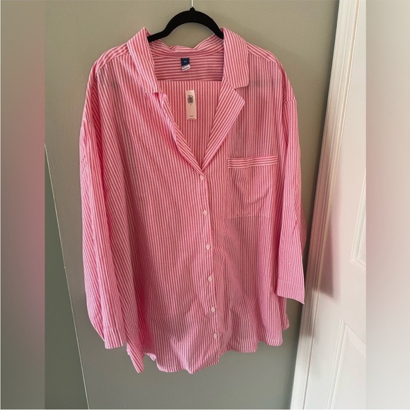 Pink Striped Plus Size Cotton Pajama Set - Picture 4 of 7